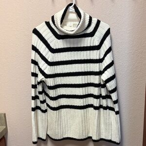 H&M Monochrome Striped Cowl Neck Sweater